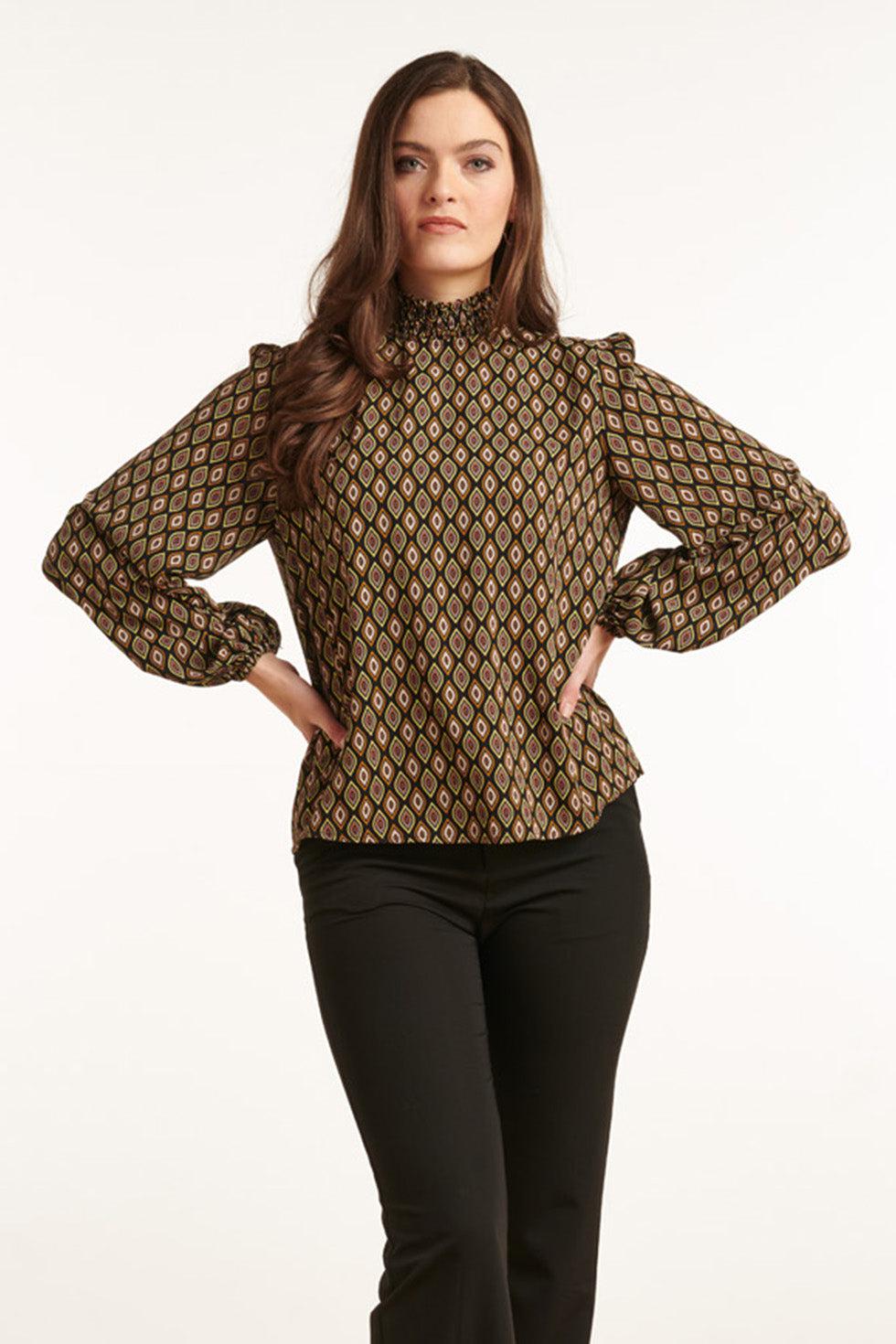 22816 Lange Mouwen Top Met Grafische Print