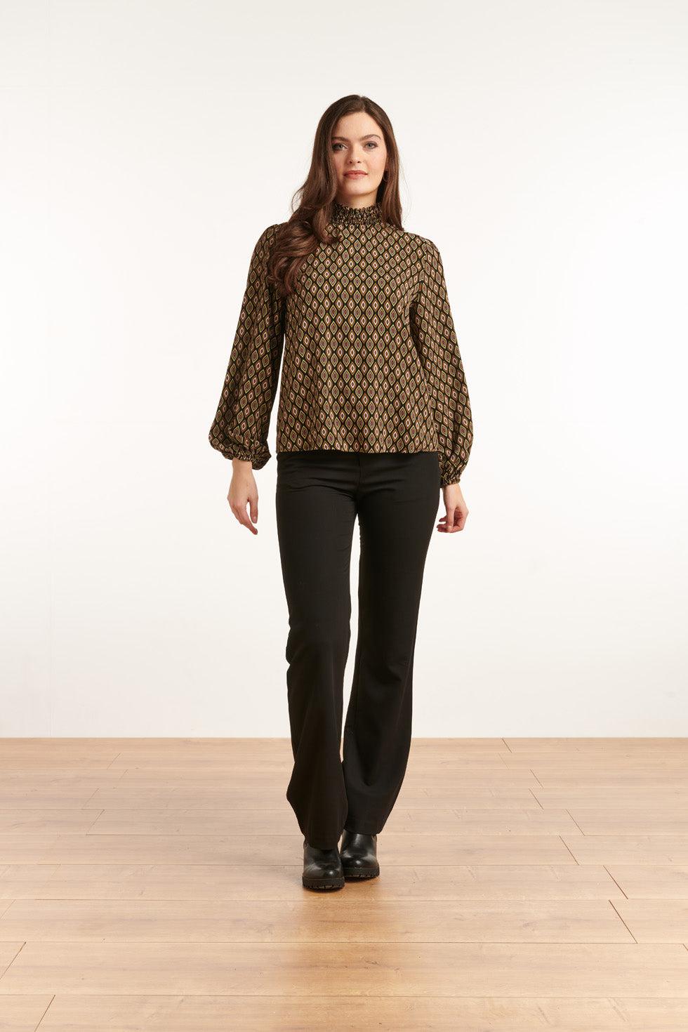 22816 Lange Mouwen Top Met Grafische Print