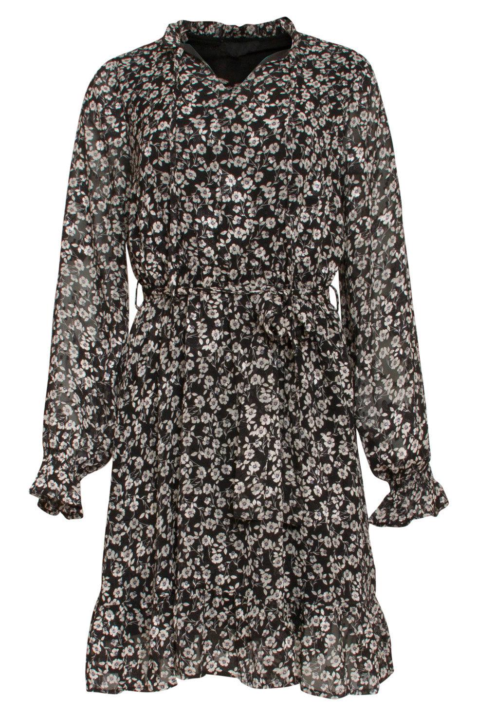 22819 Korte Chiffon Jurk Met Bloemenprint