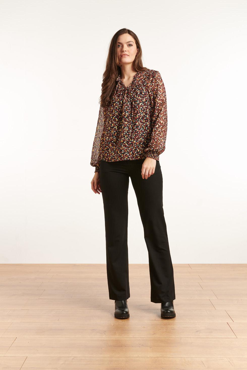 22823 Lange Mouwen Top Met Bloemenprint En Folie