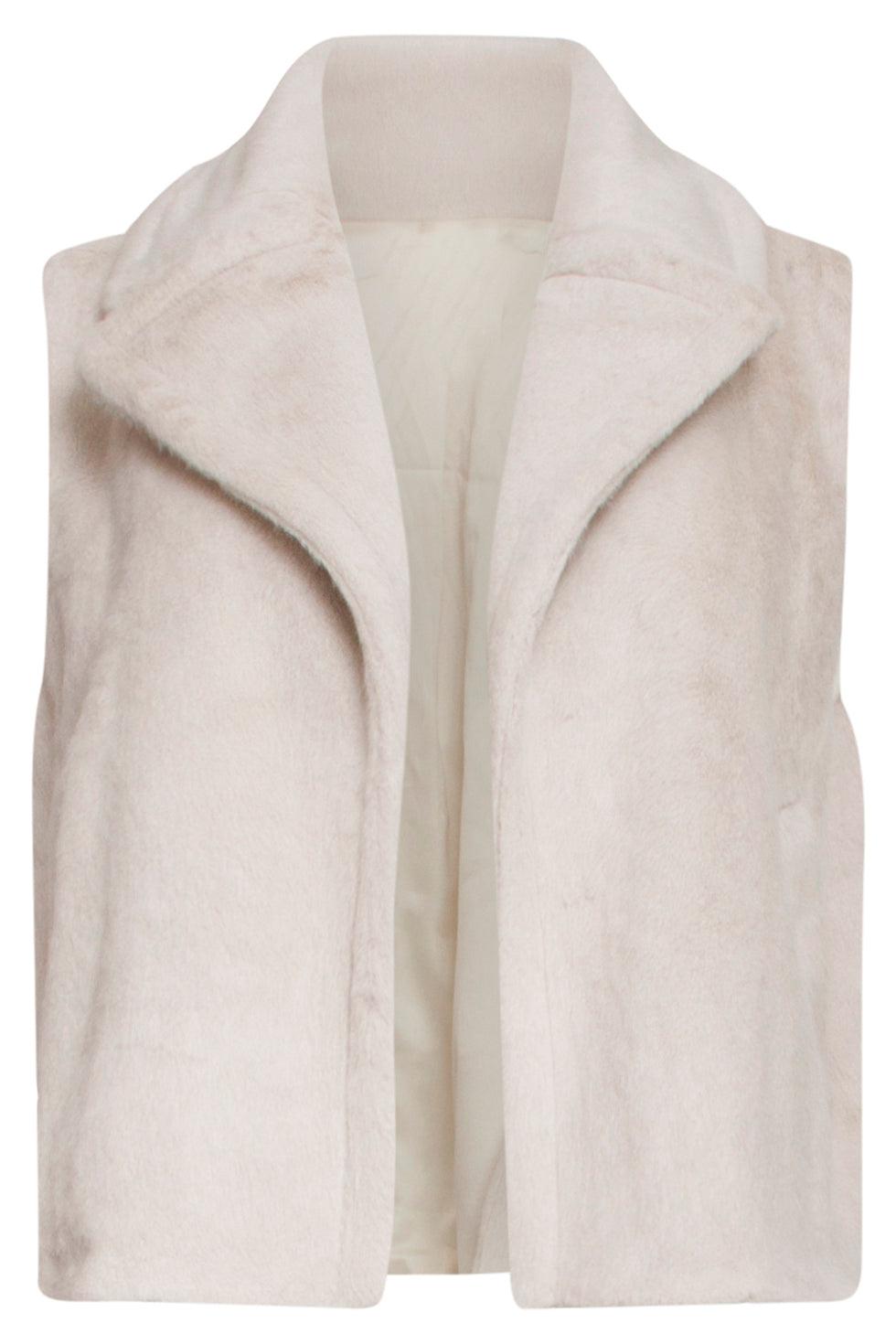 22835 Faux Fur Gilet In Ecru