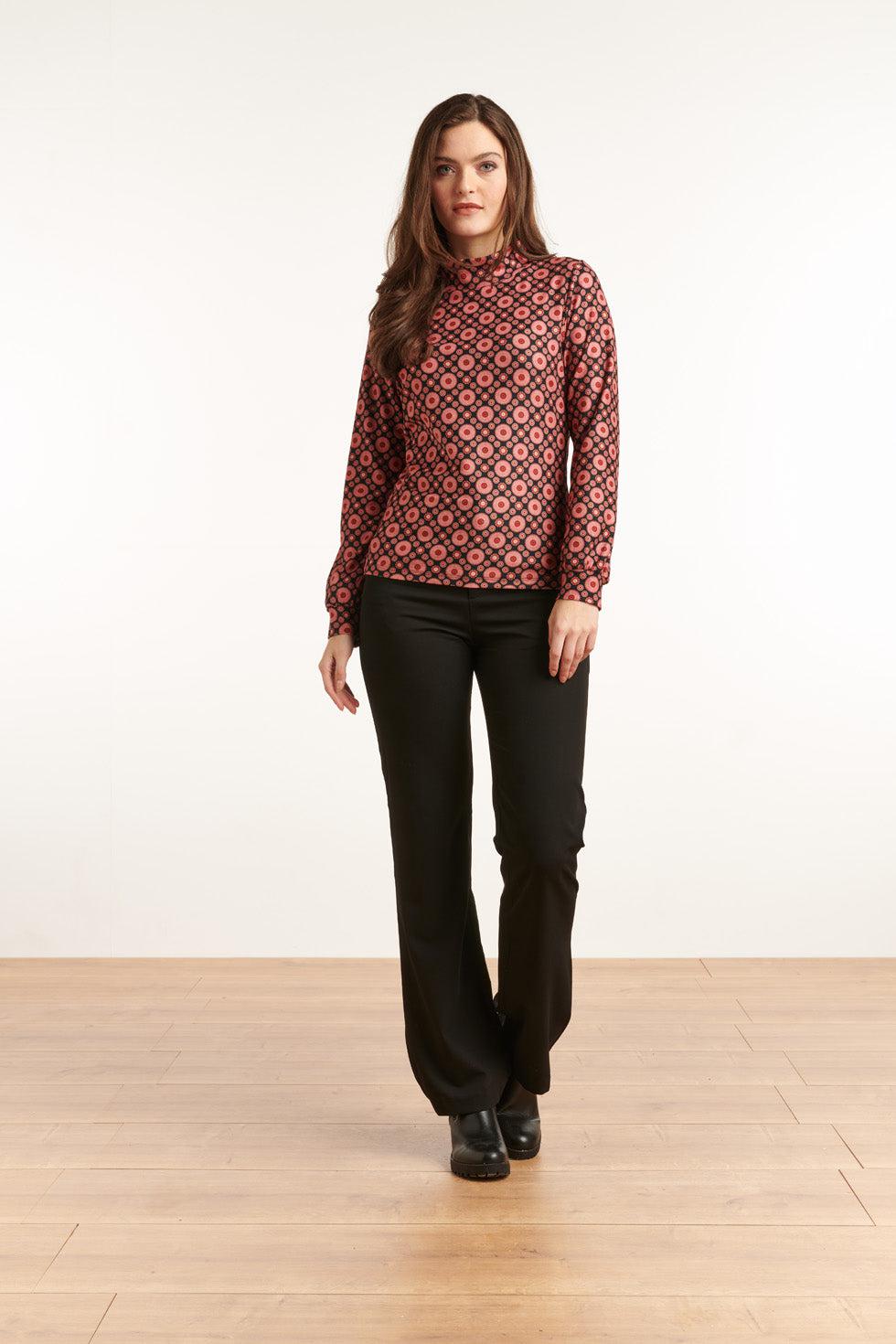 22840 Stretch Top Met Lange Mouwen