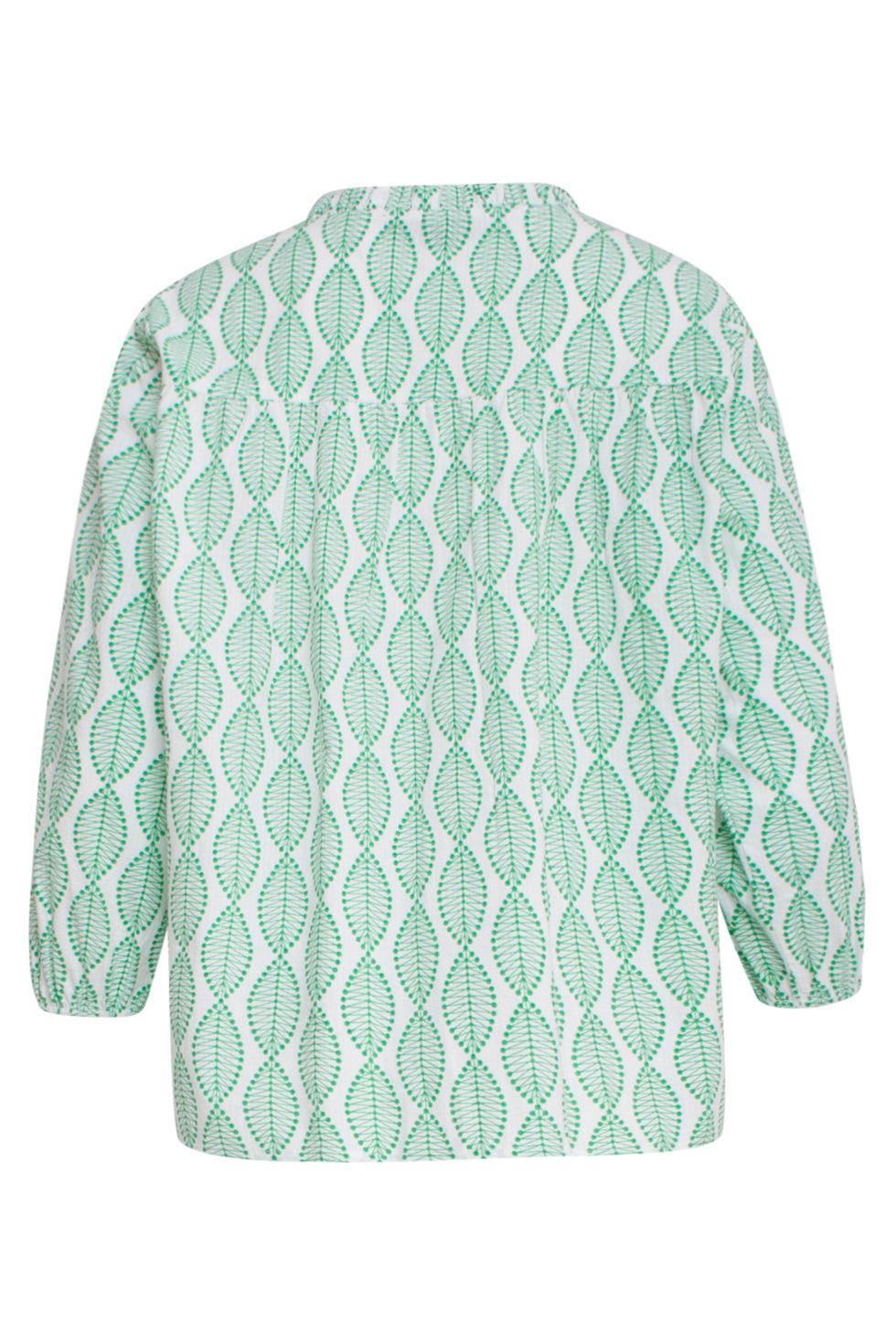 23003 Top Met Ornament Print100% Rayon | White-Green