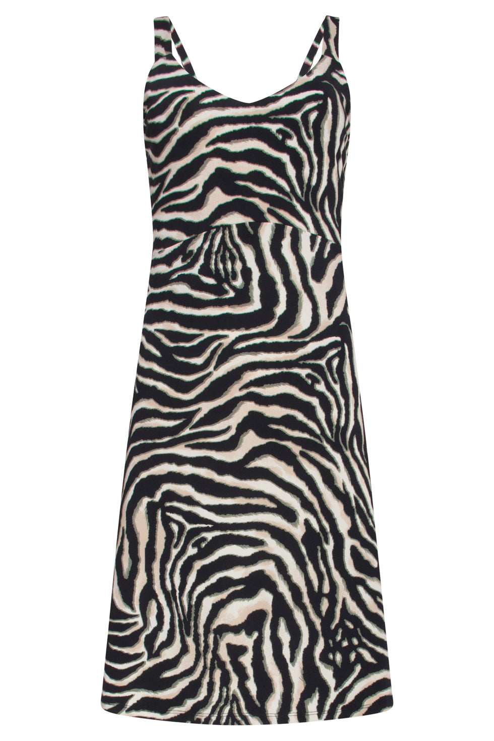 23007 Zomerse Zebra Gedrukte Mouwloze Dames Mini Jurk | Zebra