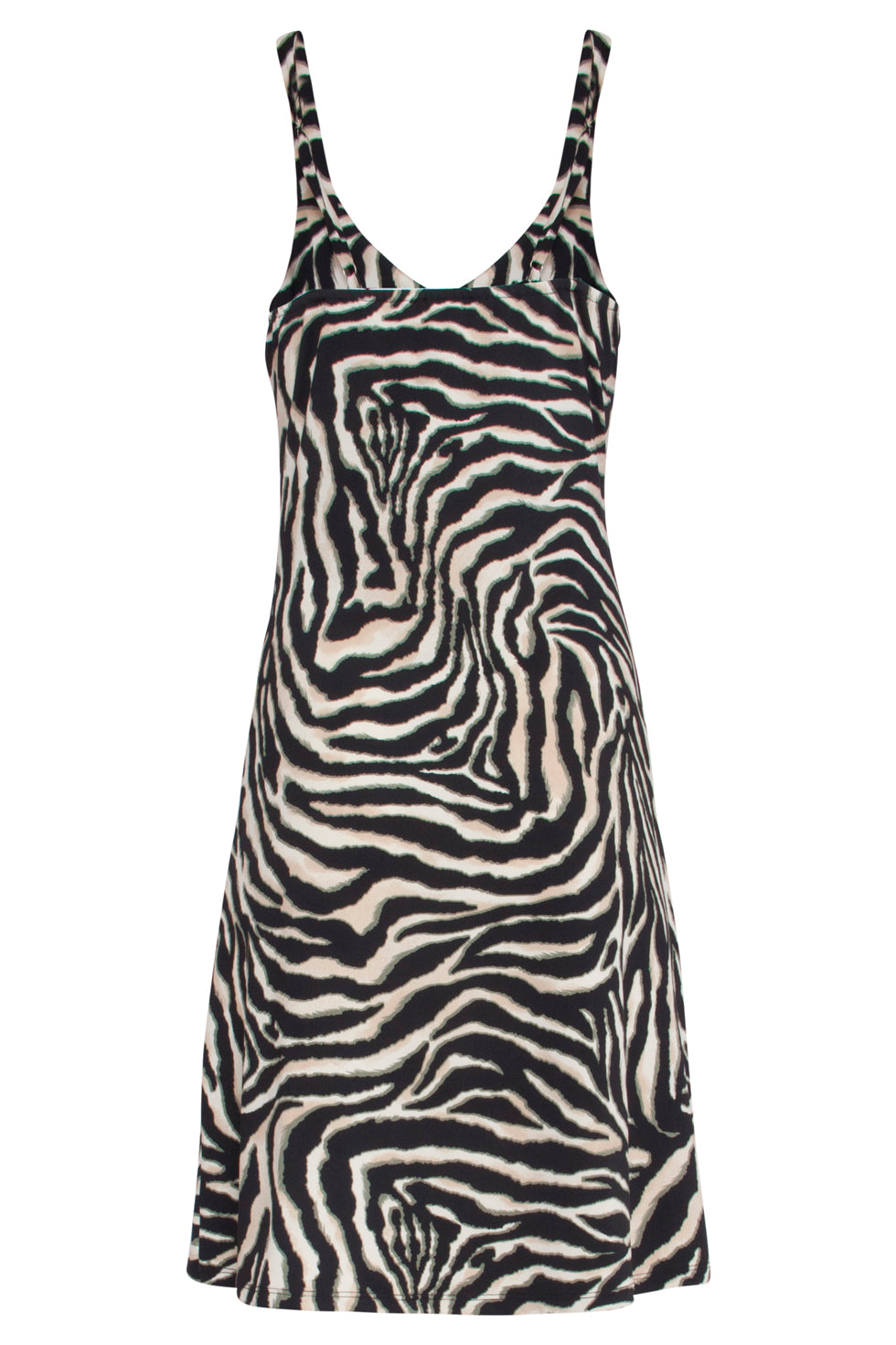 23007 Zomerse Zebra Gedrukte Mouwloze Dames Mini Jurk | Zebra