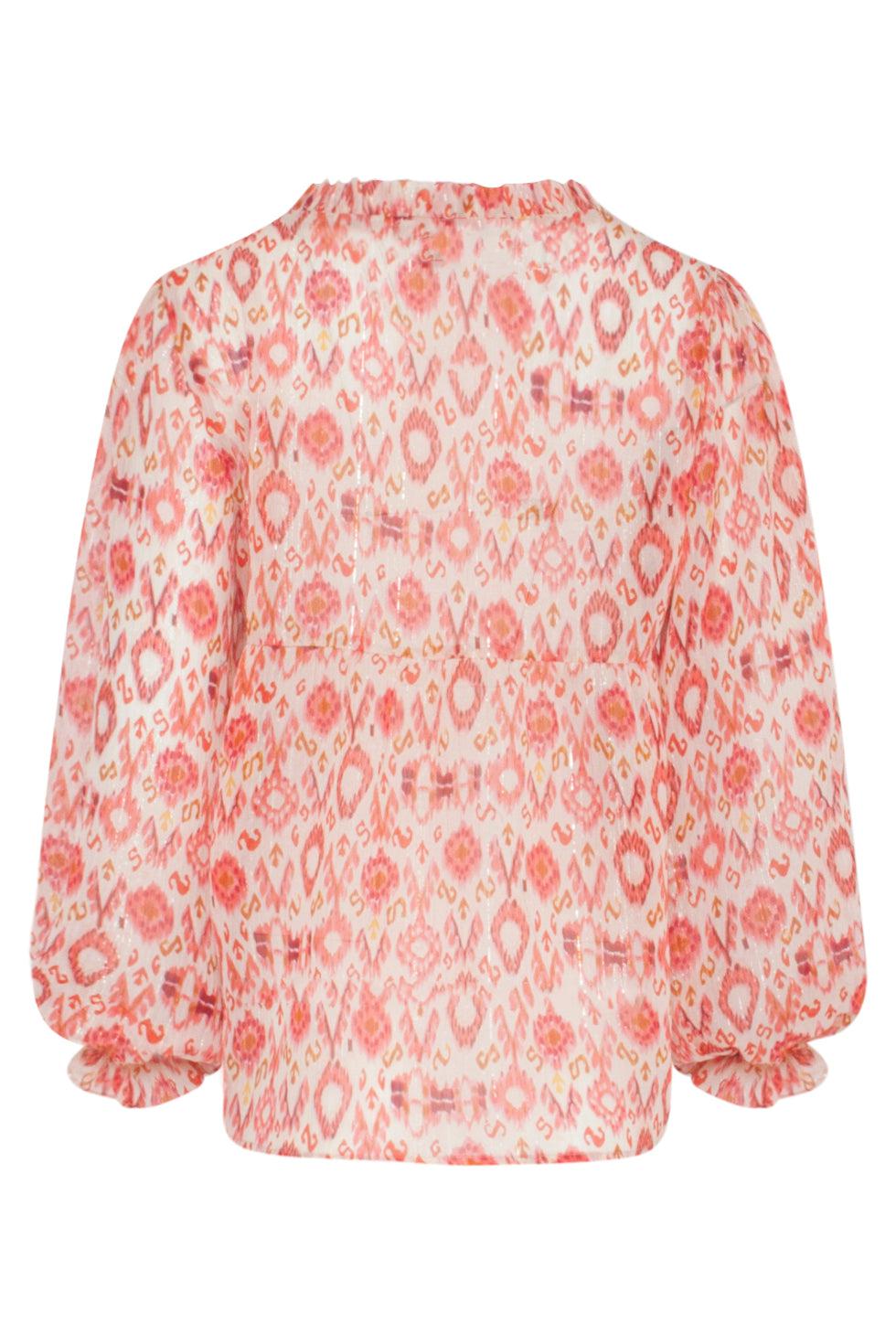 23028 Losvallende Top Met Pofmouwen - Aztec Printbrique | Muticolour