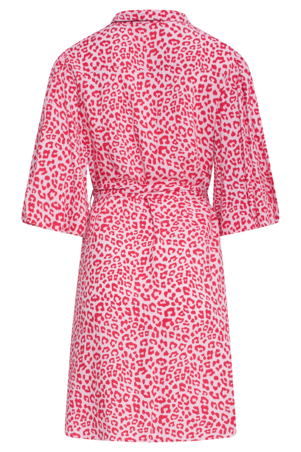 23039 Women'S Stylish Casual Pink Red Collar Shirt Dress | Pink-Red