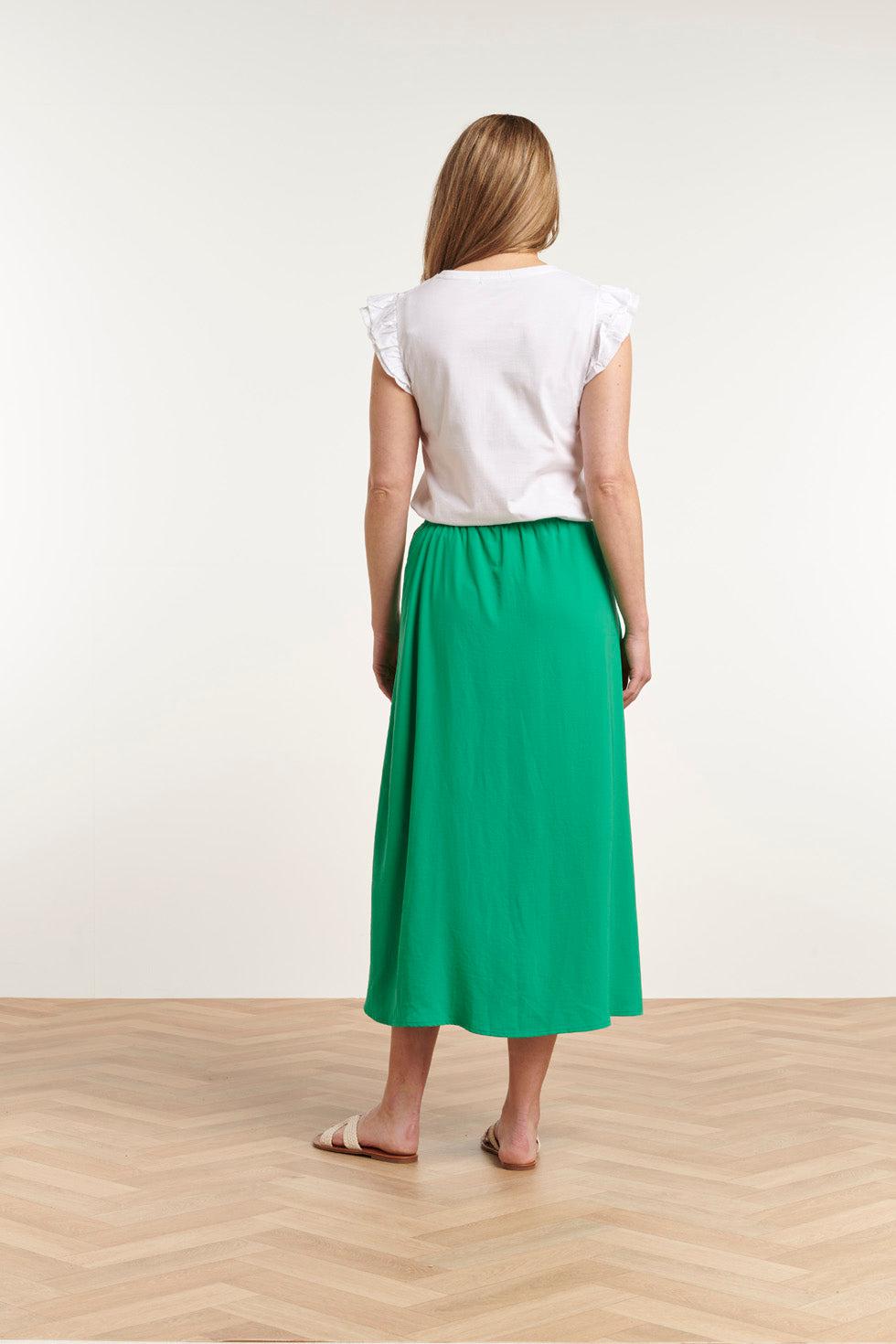 23048-530 Midi Damesrok Met Zijsplit | Green
