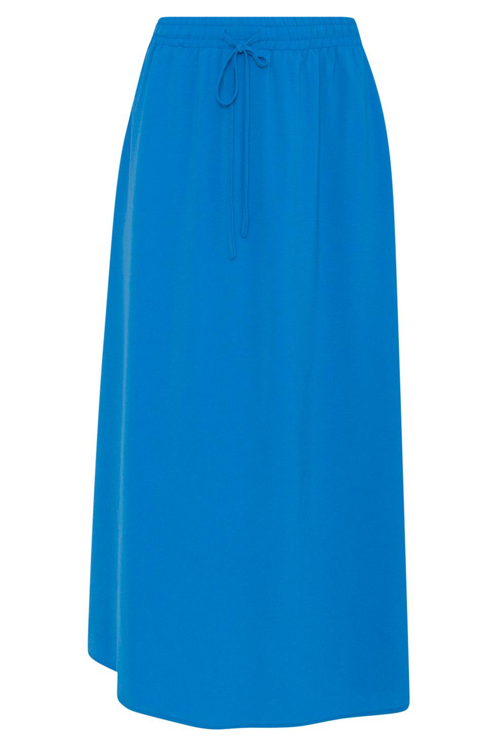 23048-625 Midi Damesrok Met Zijsplit | Blue