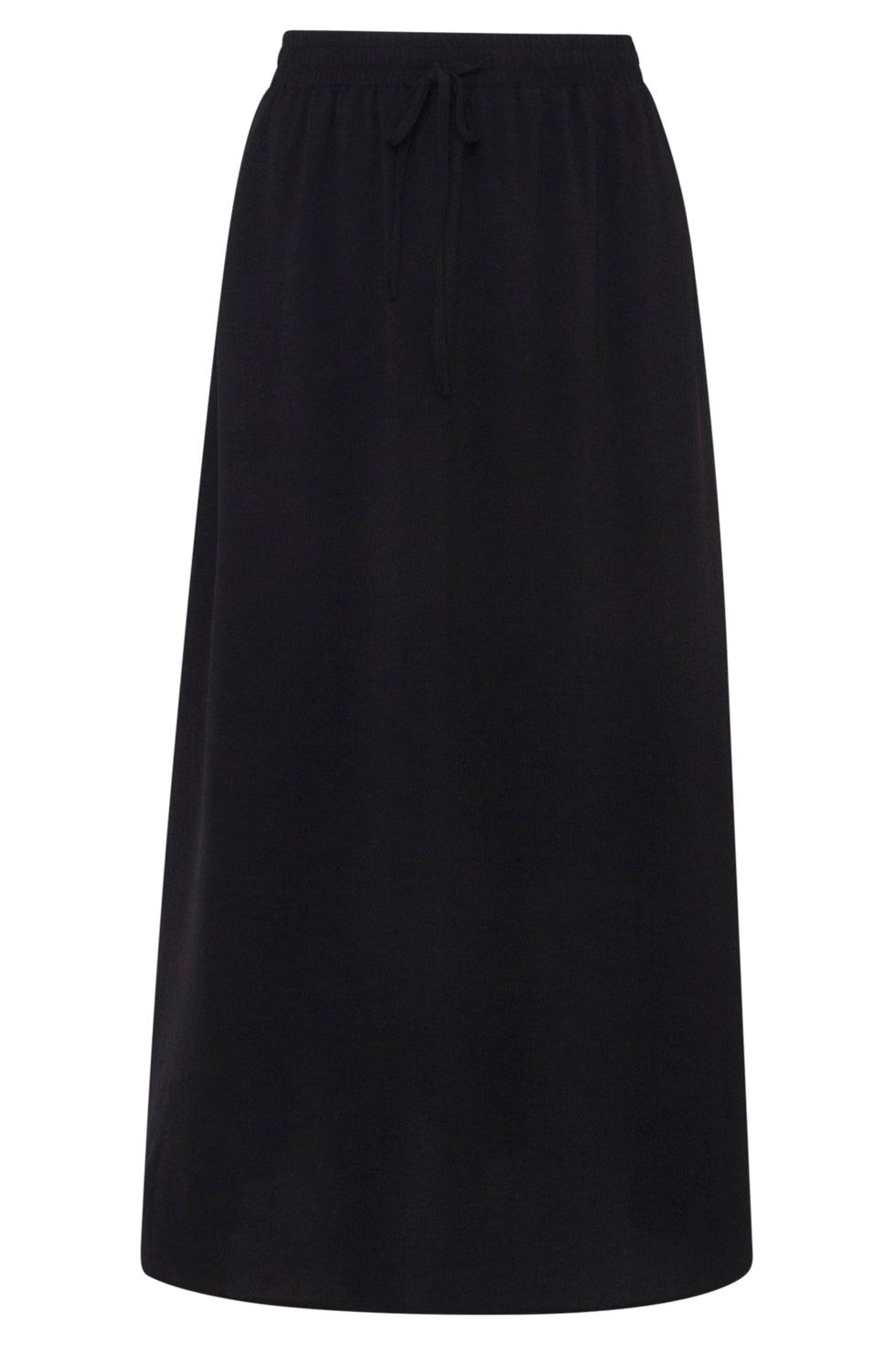 23048-999 Midi Damesrok Met Zijsplit | Black