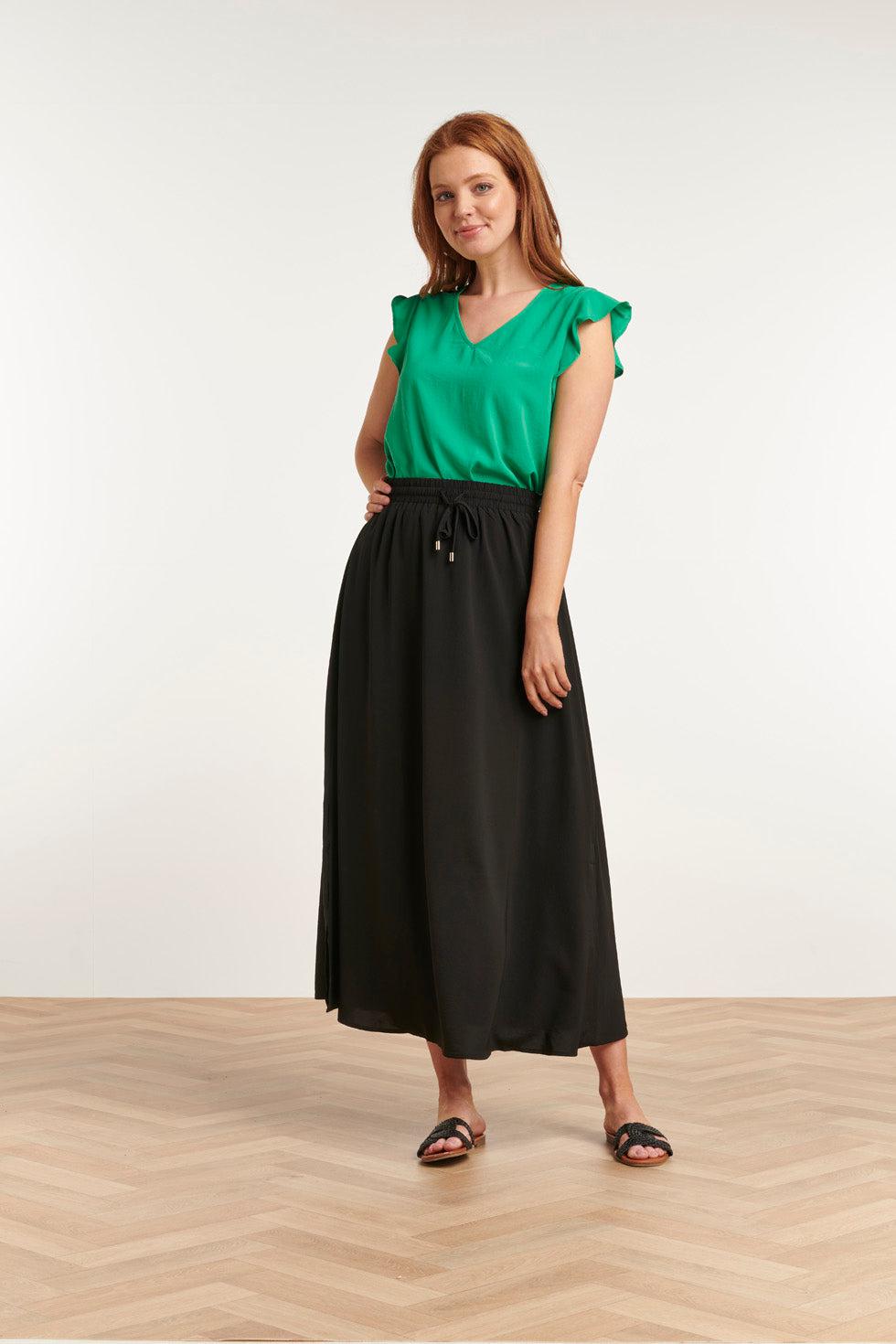 23048-999 Midi Damesrok Met Zijsplit | Black