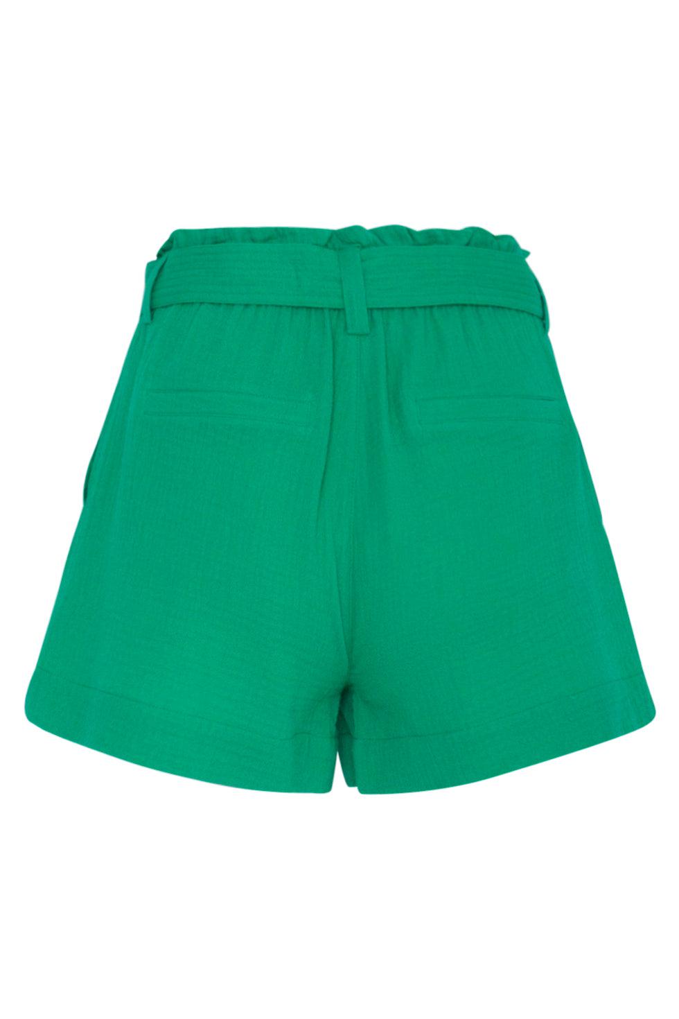 23053-530 Versatile High Waist Fit Sash Tie Front Mini Shorts | Green