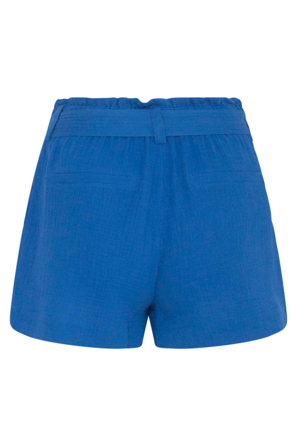 23053-625 Gathered Waist Wide-Legged Pocketed Shorts | Blue