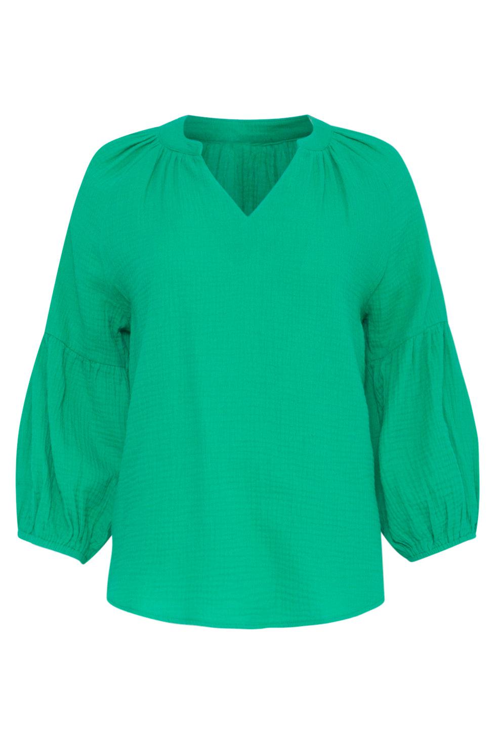 23054-530 Zomer Top Met V-Halsdriekwart Mouwen - 23054 | Green