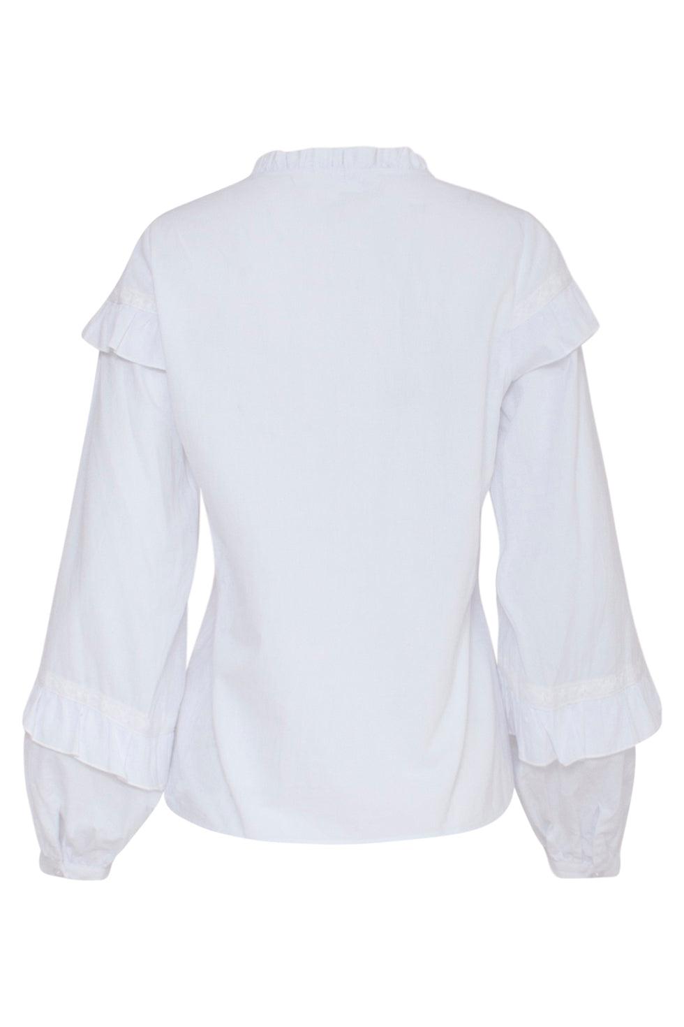 23058-000 Te Top Met Hoge Halslijnpofmouwen | White