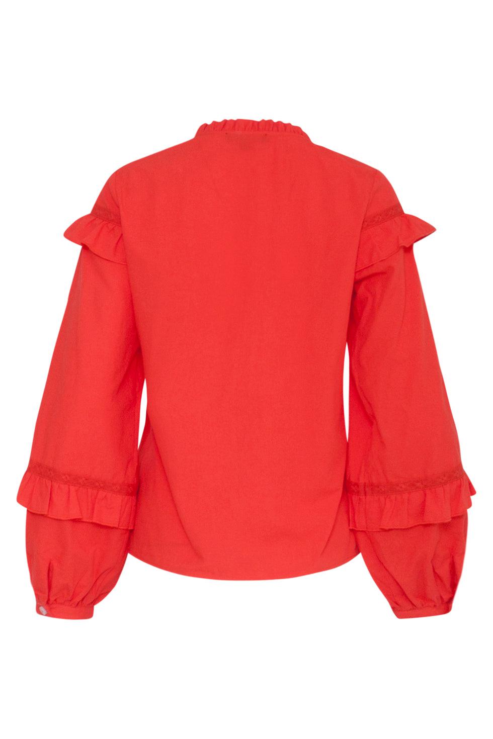 23058-250 Ruffled Trim Top - Met Speelse Ruchescomfortabele Pasvorm | Orange
