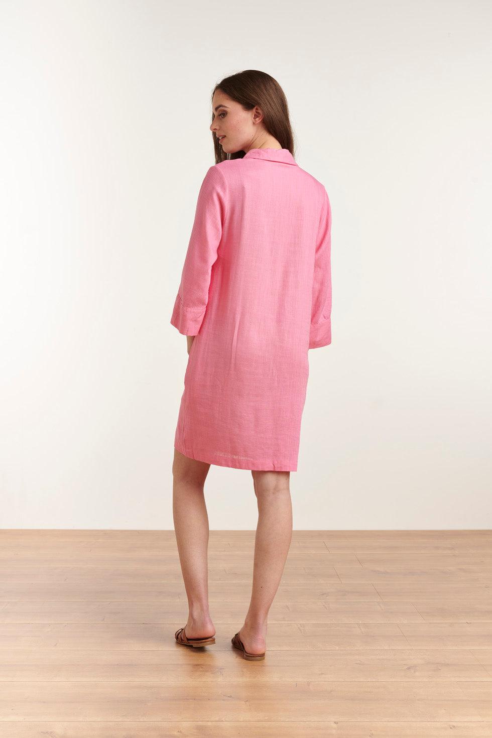 23080-420 Zomerjurk Met Korte Mouwen Voor Vrouwen | Pink