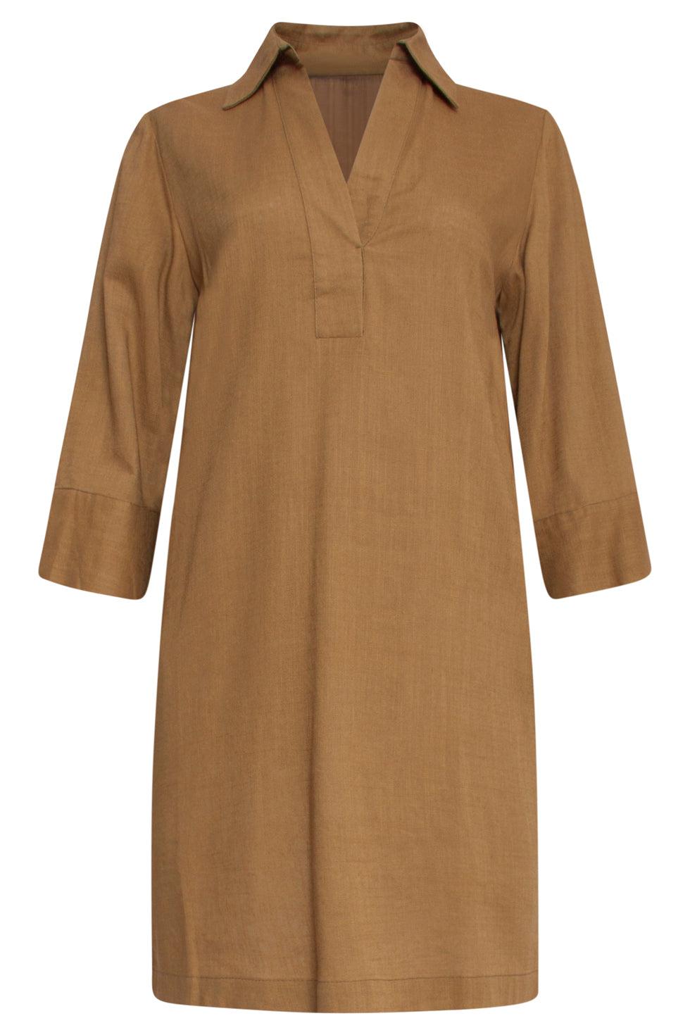 23080-550 Vrouwen Leuke Kraag Zomer Korte Overhemd Jurk | Army Green