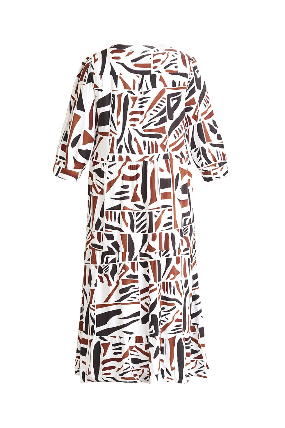 23087 Midi Jurk Met Abstracte Print- | Black-White