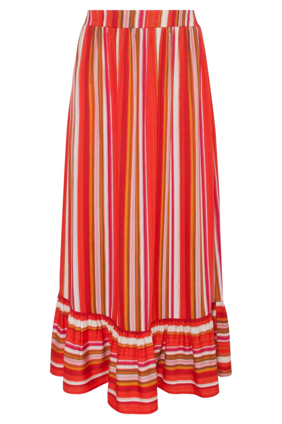 23091 Casual Lange Rok Met Ruchesmulti | Muticolour