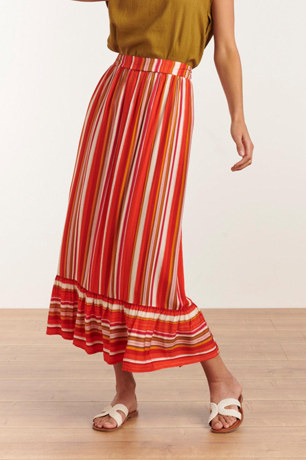 23091 Casual Lange Rok Met Ruchesmulti | Muticolour