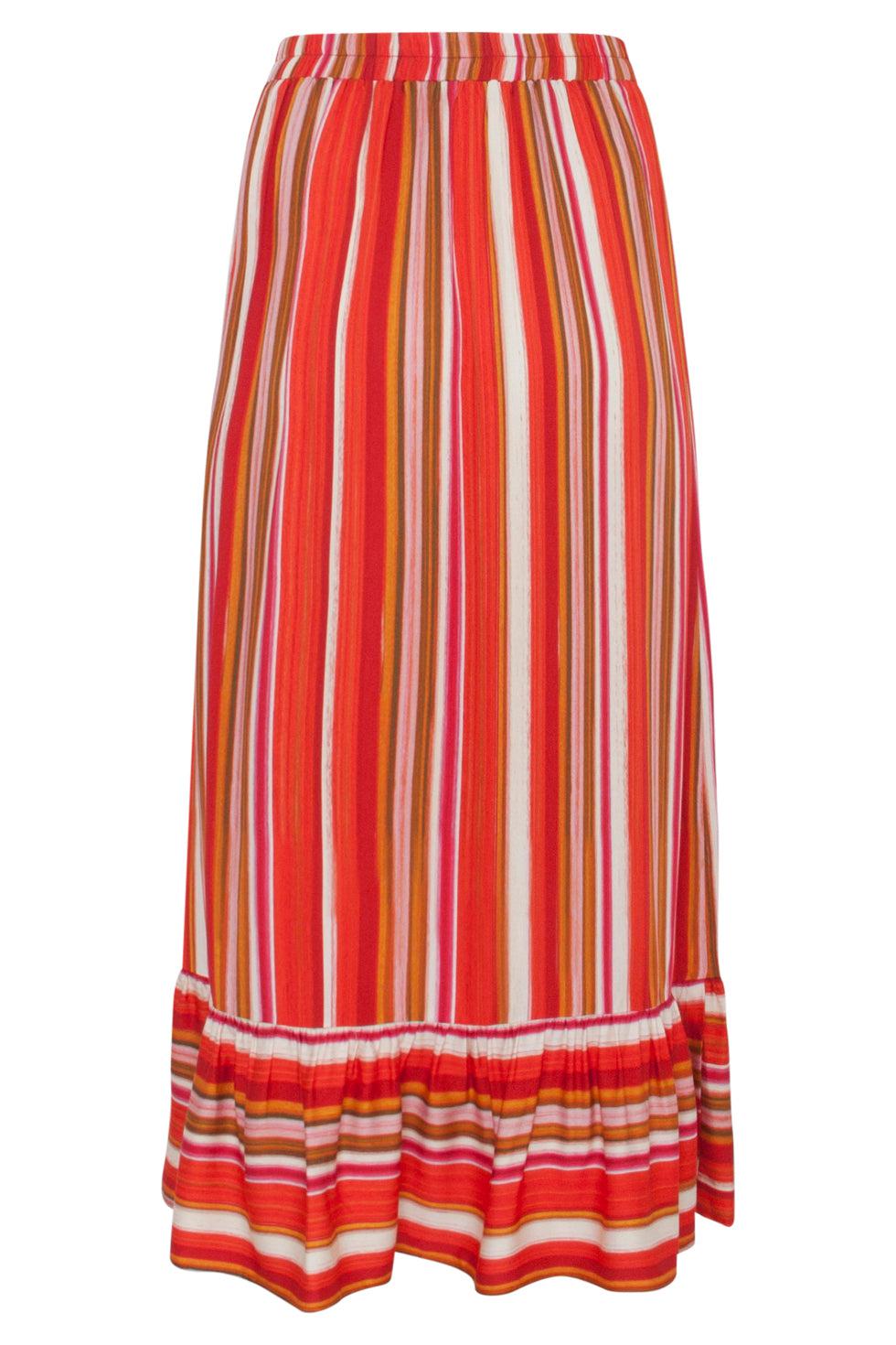 23091 Casual Lange Rok Met Ruchesmulti | Muticolour