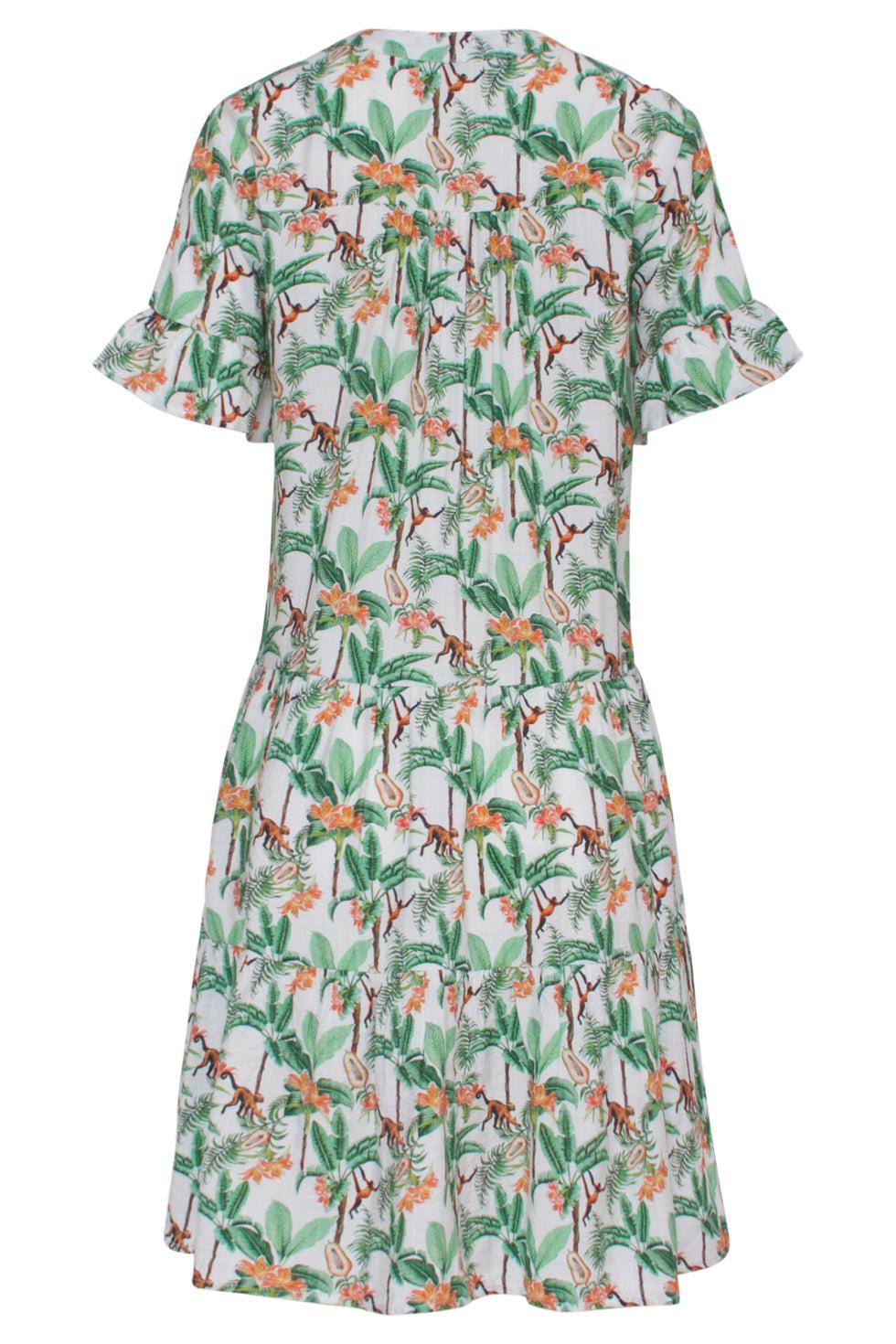23104 Vrouwen Vintage Strandbloem Jurk Met Korte Mouwen | White-Multicolour