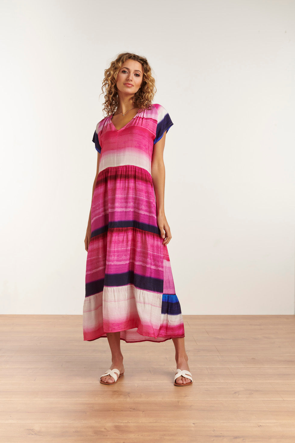 23105 Women'S Trendy Short-Sleeve Flowy Rayon Dress