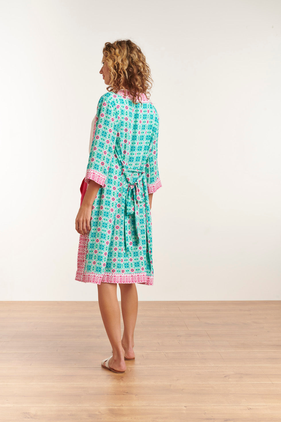 23119 Woman'S Abstract Print Summer Kimono For Body Warmer