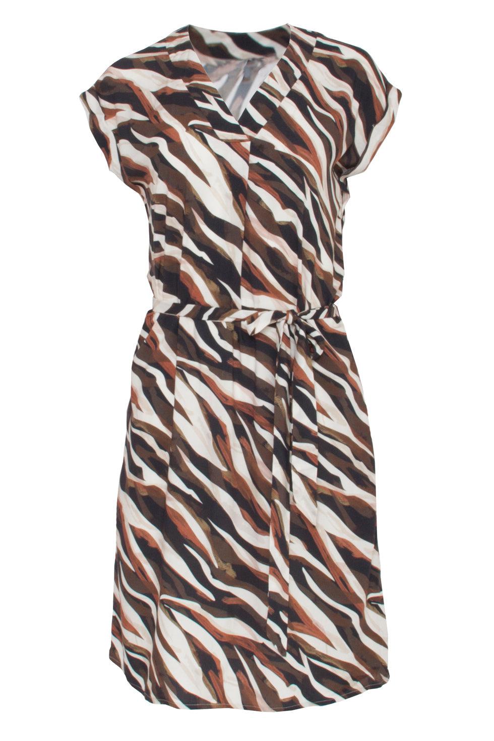 23122 Comfortabele Rayon Ecovero Jurk Met Zebraprintaarde Tinten | Zebra