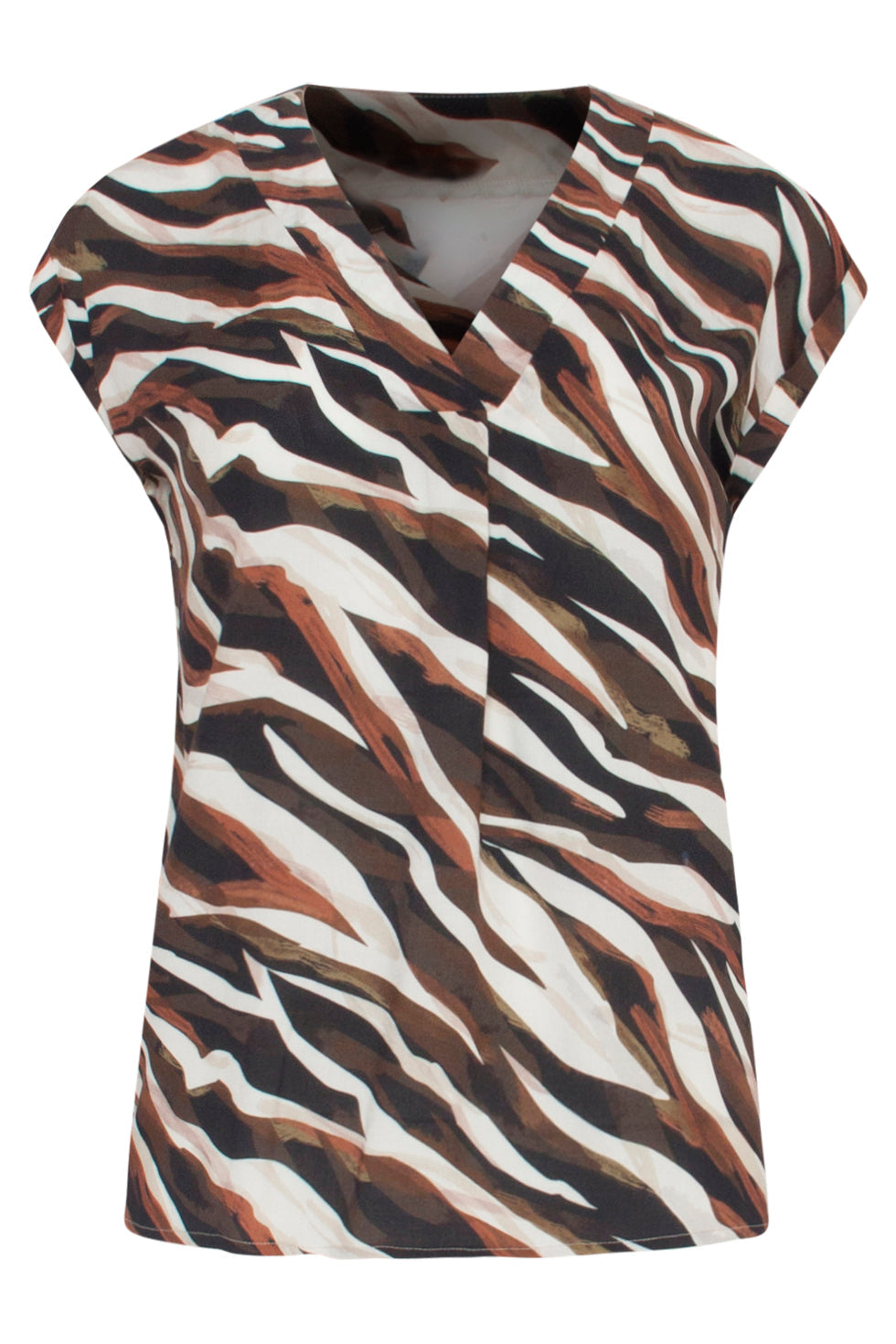 23123 Women Casual Short-Sleeve Stylish Zebra Print Top