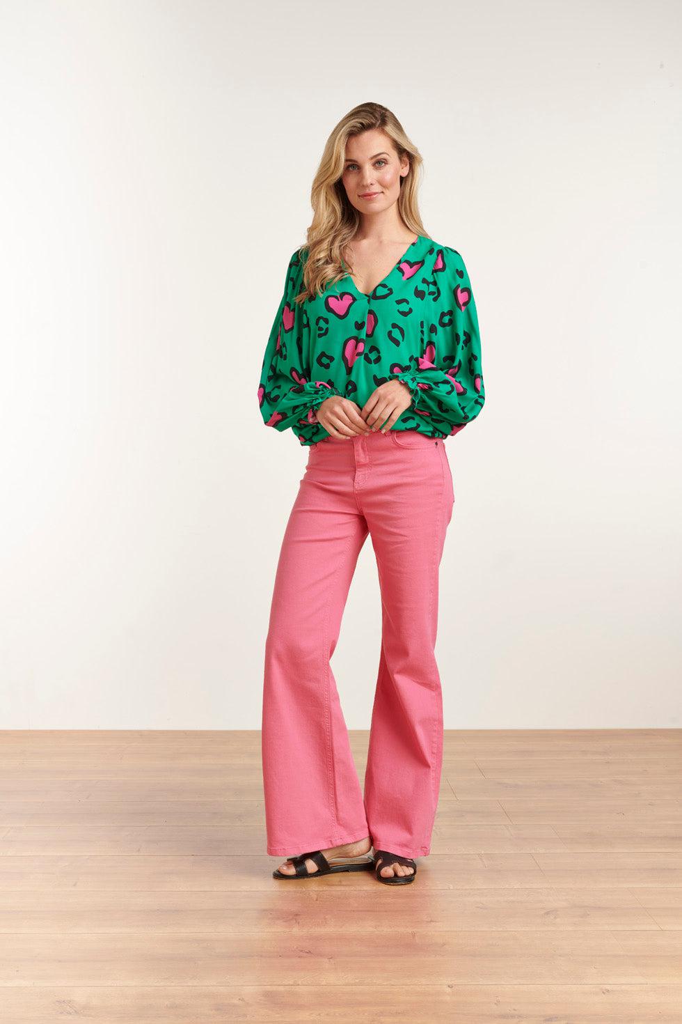 23133 Losvallende Hartjes Topgreen-Pink | Green-Pink