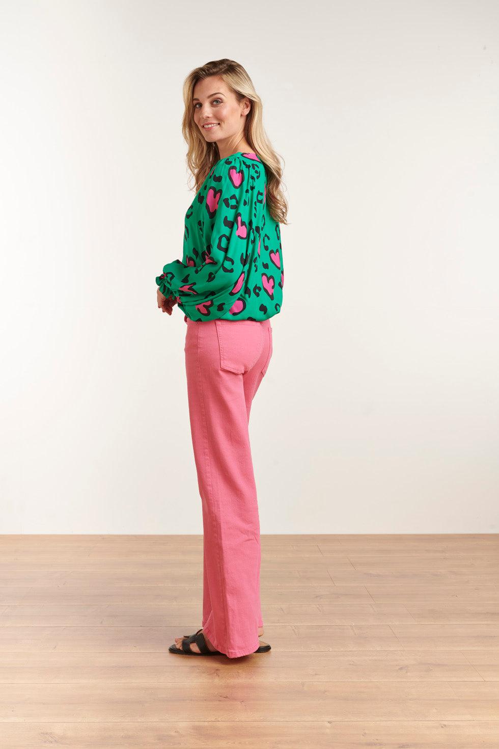 23133 Losvallende Hartjes Topgreen-Pink | Green-Pink
