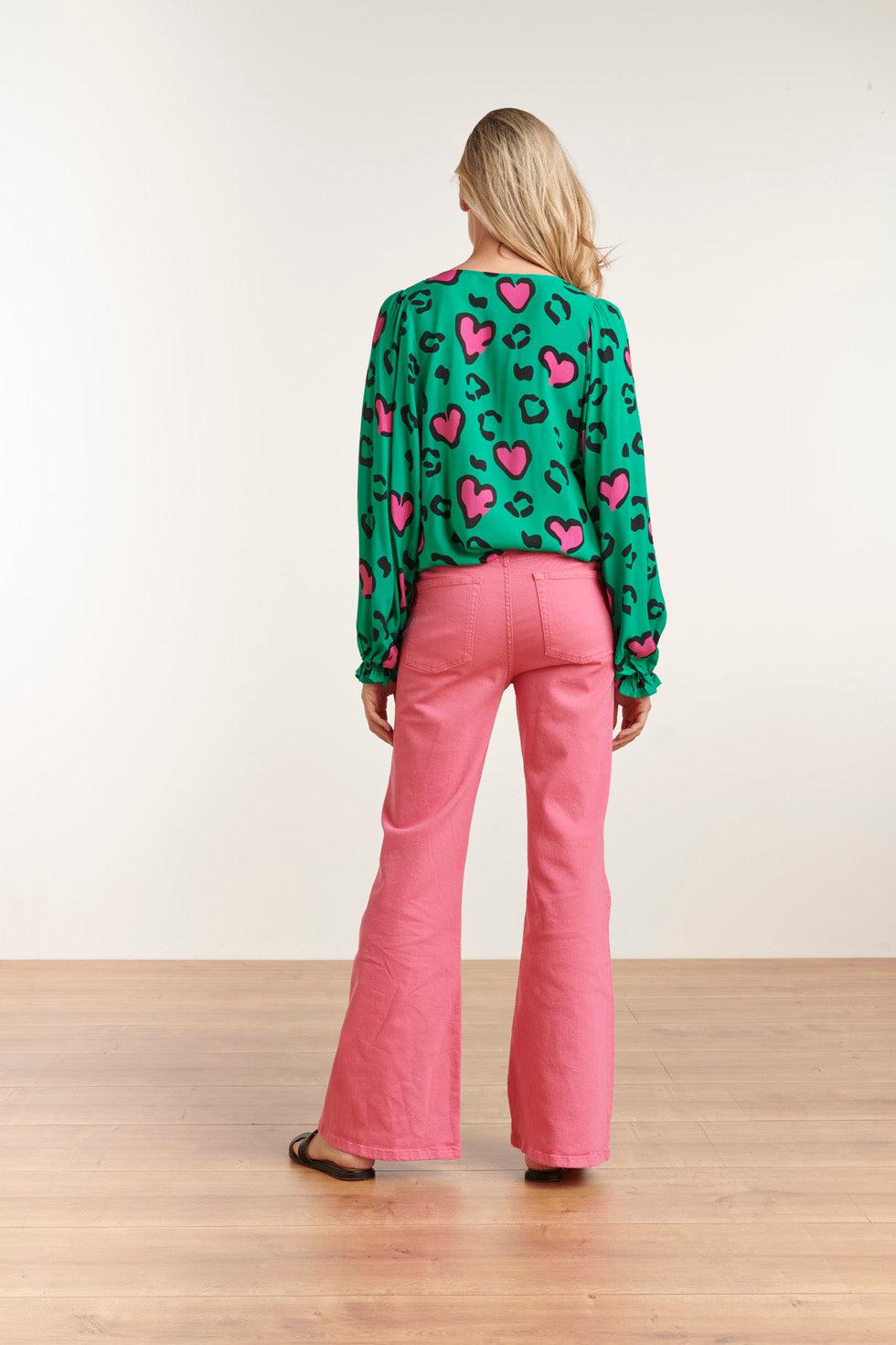 23133 Losvallende Hartjes Topgreen-Pink | Green-Pink