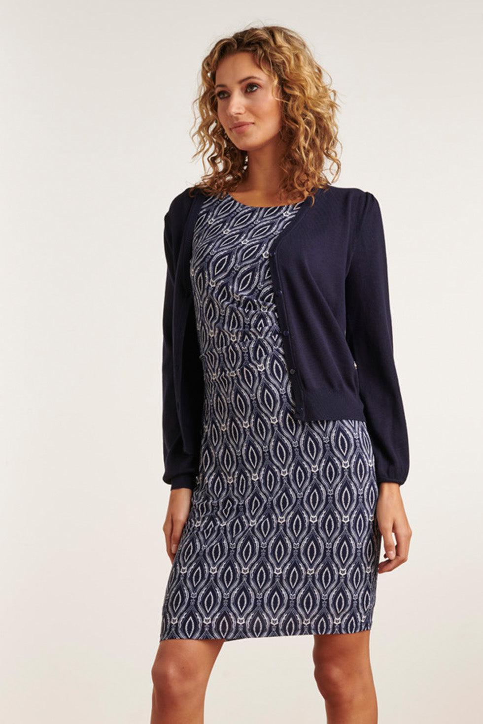 23152-675 Viscose Lange Mouw Vestjedonker | Navy