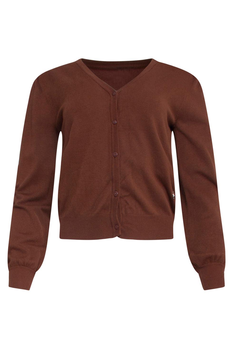 23152-775 Viscose Lange Mouw Vestjee | Brown