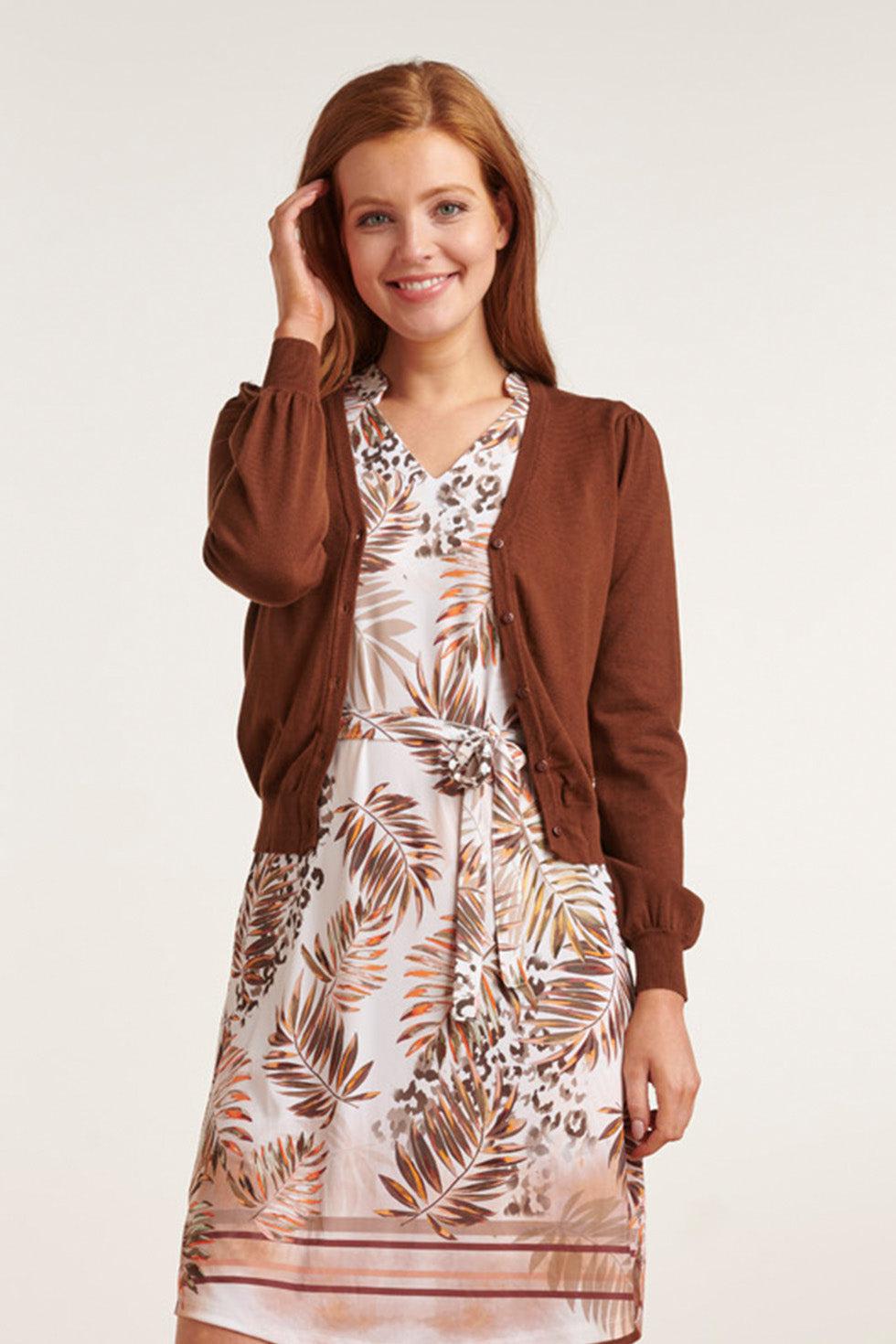 23152-775 Viscose Lange Mouw Vestjee | Brown