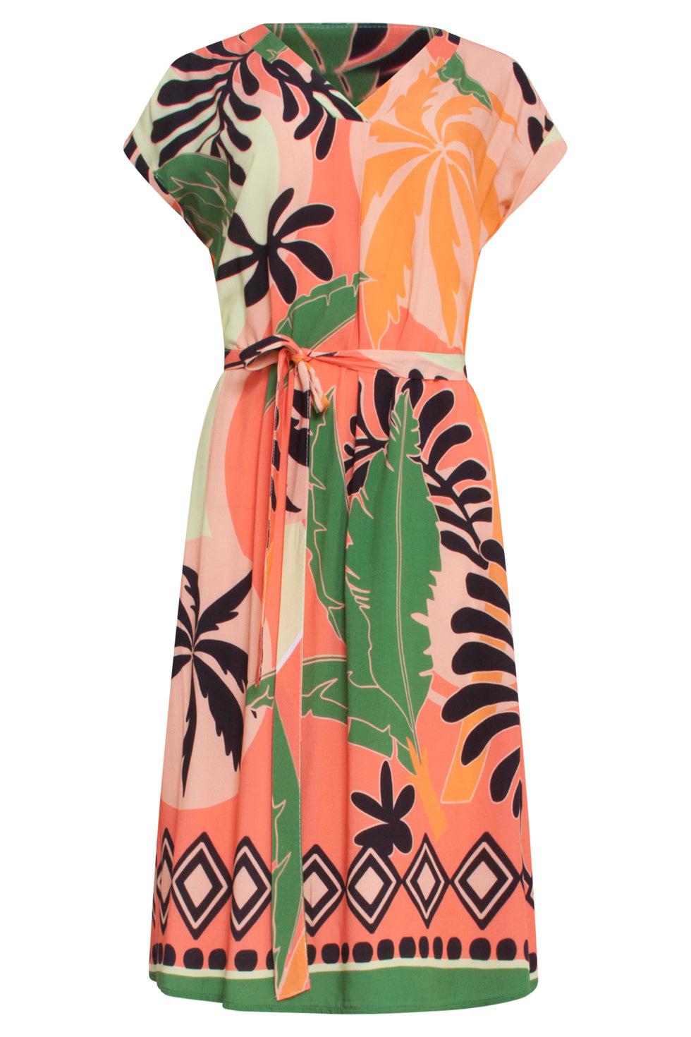 23158-Casual Losse Pasvorm Jurkmooie Print | Coral-Multicolour