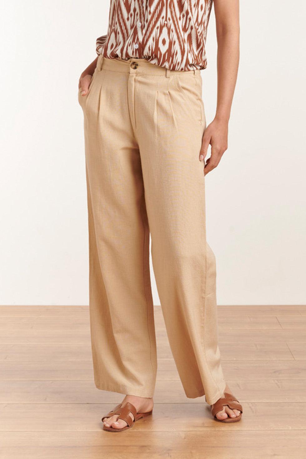 23172 Women'S Casual Wide Leg Long Palazzo Pants | Sand