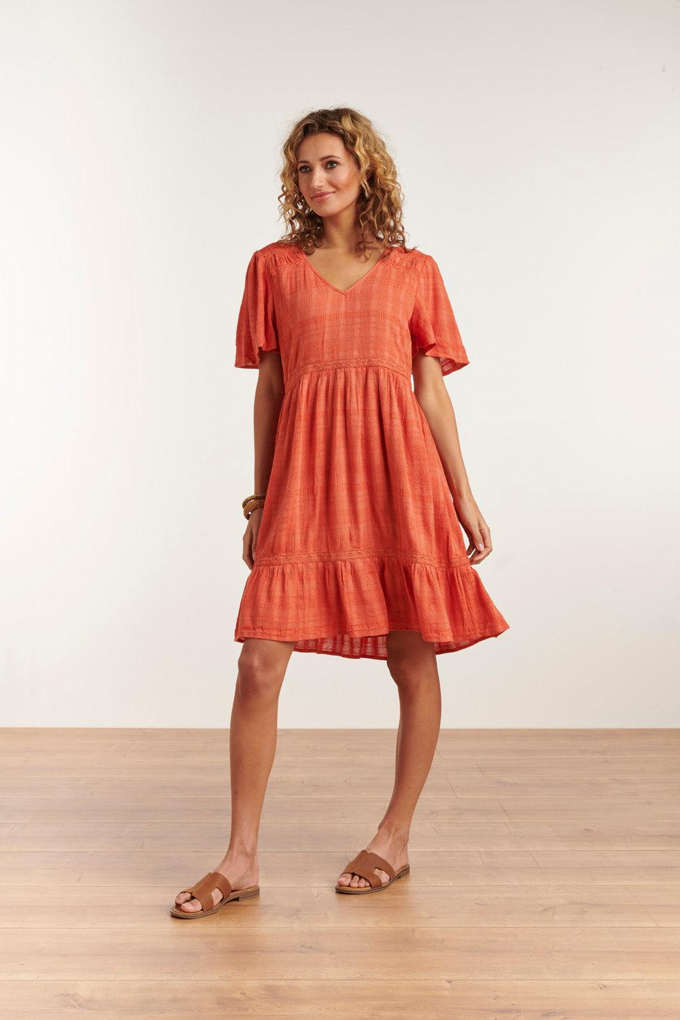 23175-743 Vintage Style Butterfly Short Sleeves Ruffle Dress