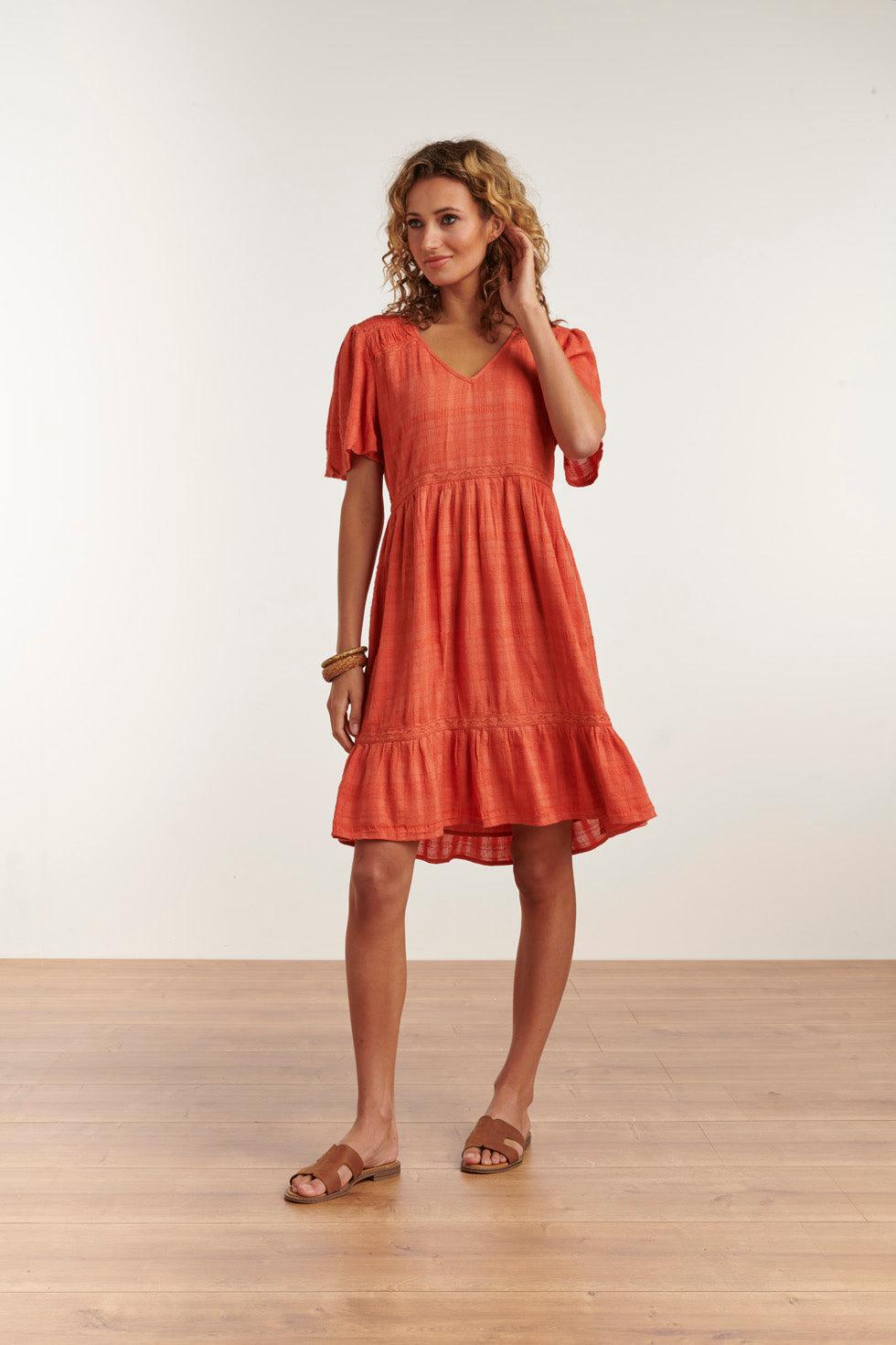 23175-743 Vintage Style Butterfly Short Sleeves Ruffle Dress