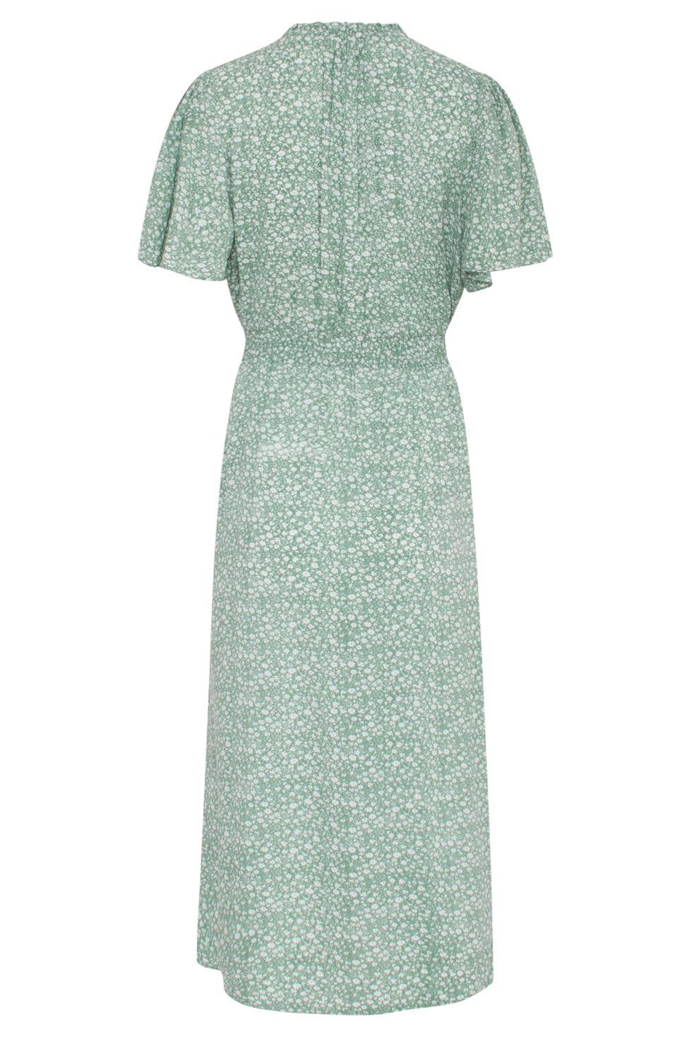 23186 Ditsy Bloemen Midi Jurk | Soft Green-White