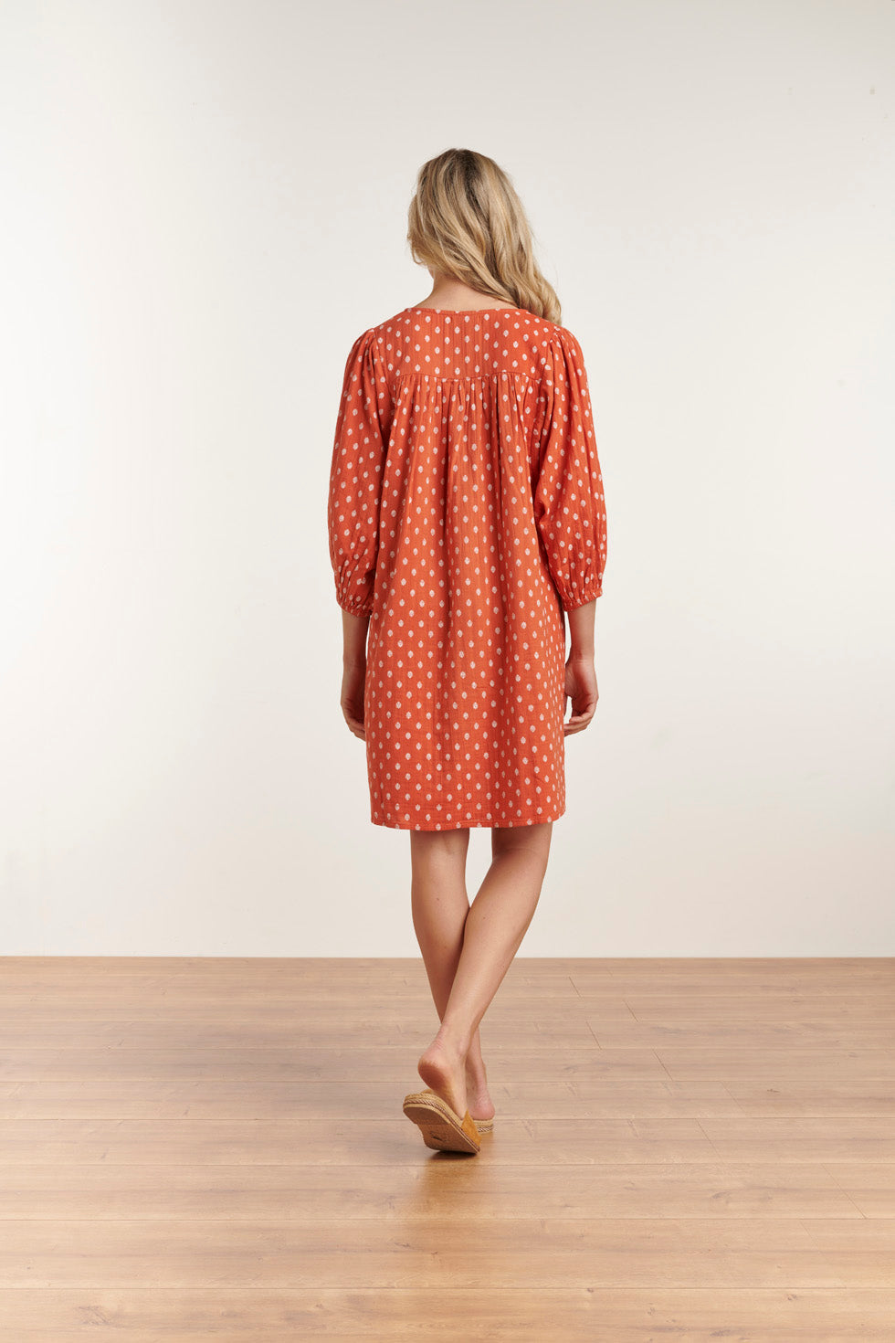 23189 Women'S Summer V-Neck Casual Three-Quarter Sleeve Mini Dress