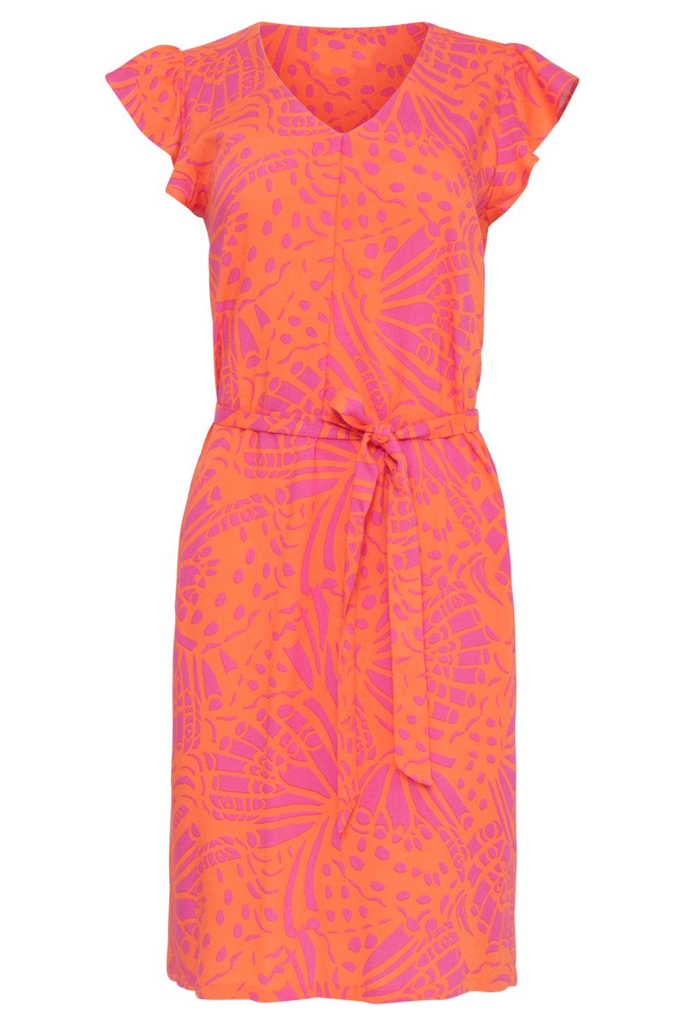 23195 Vrouwen Casual Loose Fit Zomer Sunjurk | Orange-Fuchsia