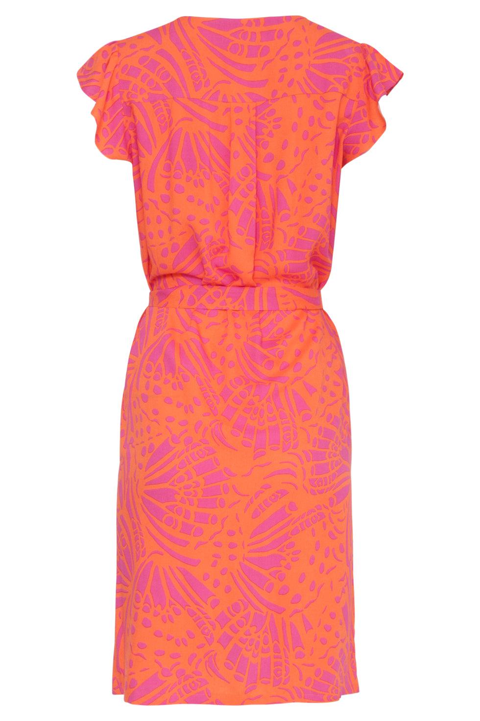 23195 Vrouwen Casual Loose Fit Zomer Sunjurk | Orange-Fuchsia