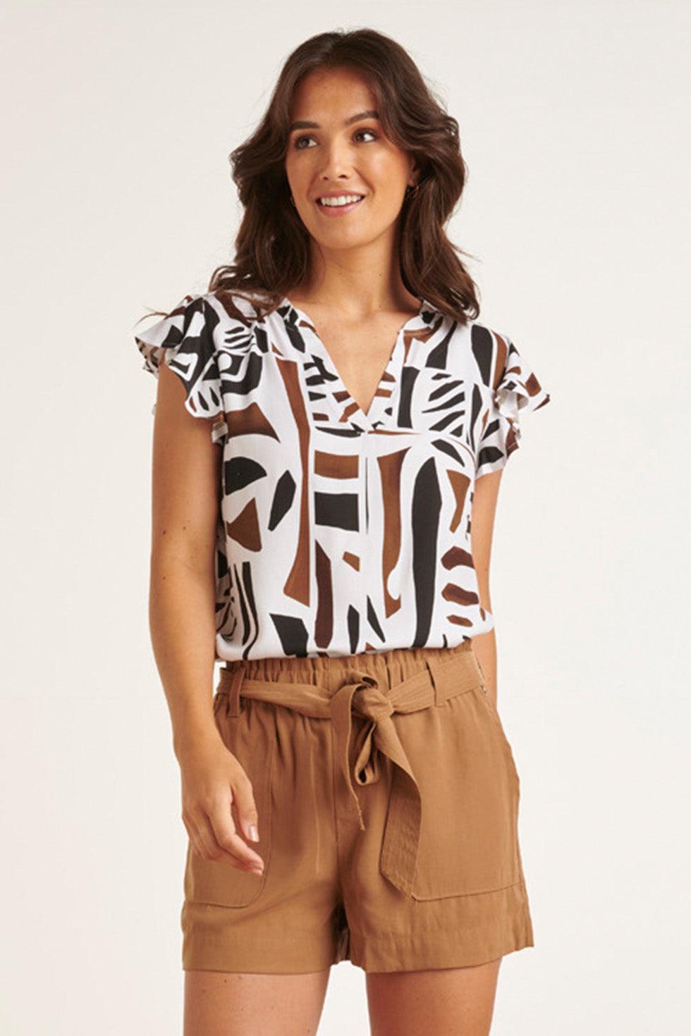 23209 Topabstracte Print Losvallend | Black-White