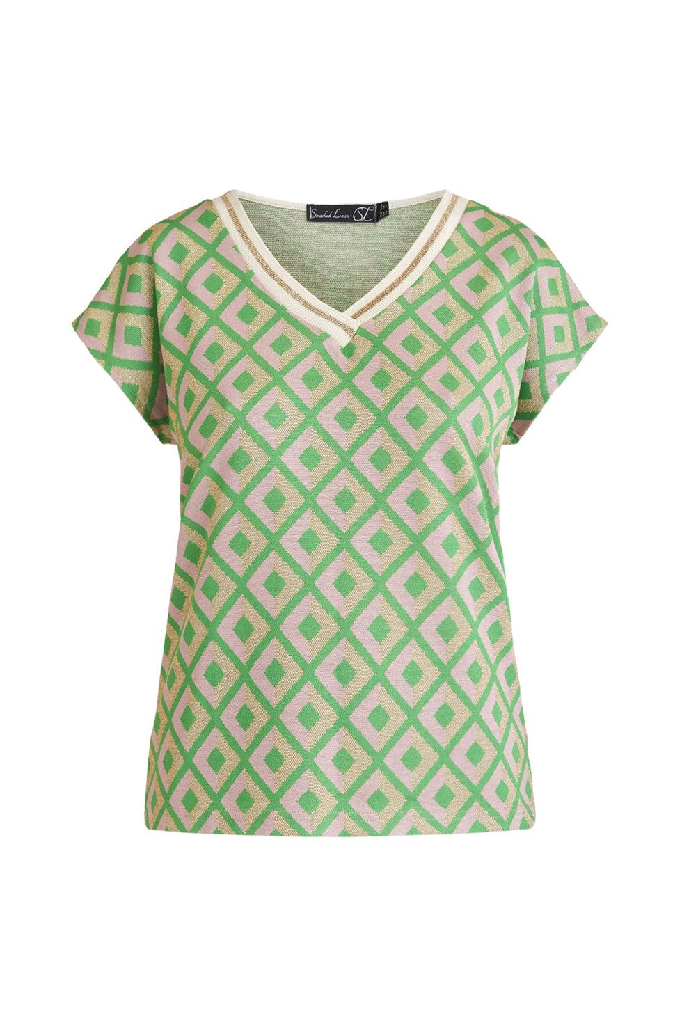 23220 Top Met Retro Print | Green-Gold
