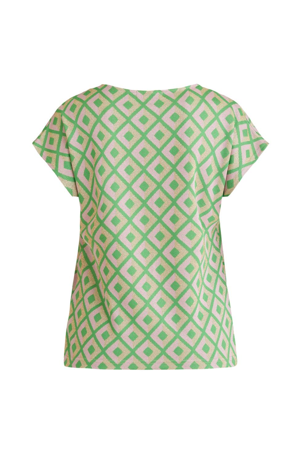 23220 Top Met Retro Print | Green-Gold
