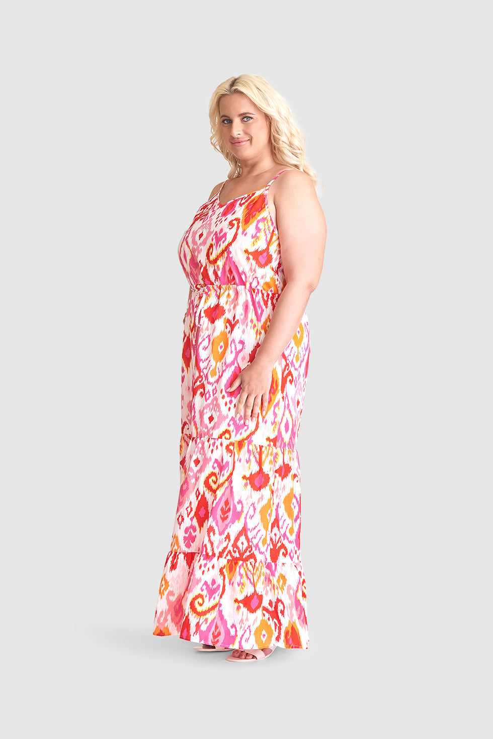 23309 Te Aztec Maxi Zomer Jurk | Muticolour