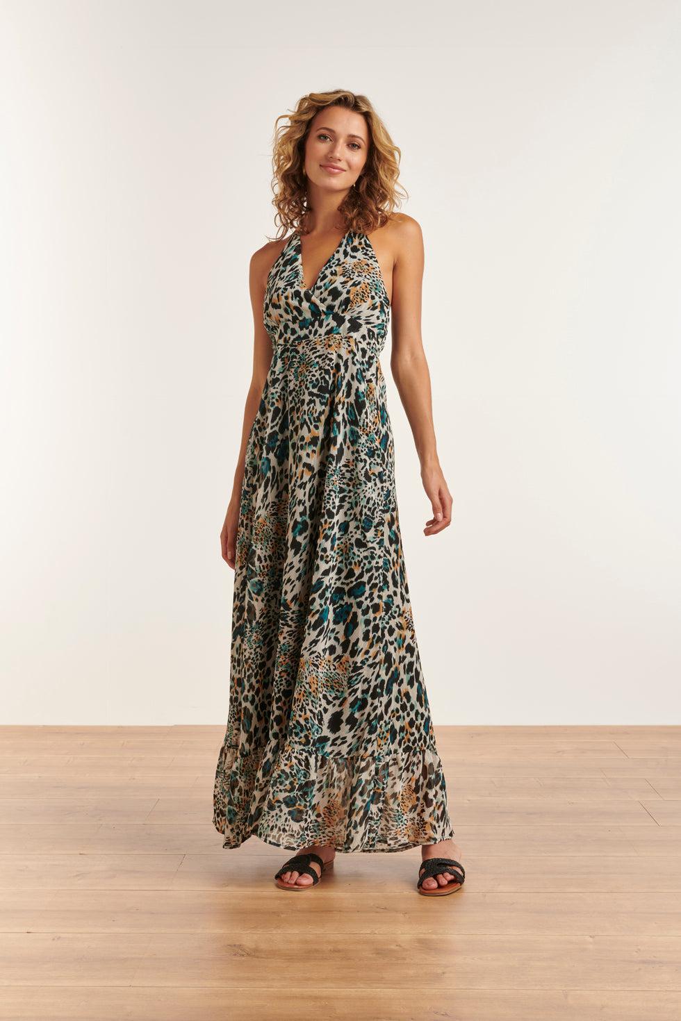 23323 Zomerjurk Met -Te Dierenprint Open Rug | White - Muticolour